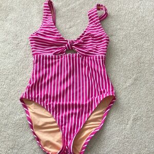 Pink stripe jcrew swimsuit one piece size small